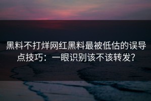 黑料不打烊网红黑料最被低估的误导点技巧：一眼识别该不该转发？
