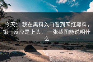 今天： 我在黑料入口看到网红黑料，第一反应是上头： 一张截图能说明什么