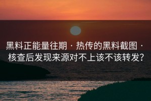黑料正能量往期 · 热传的黑料截图 · 核查后发现来源对不上该不该转发？
