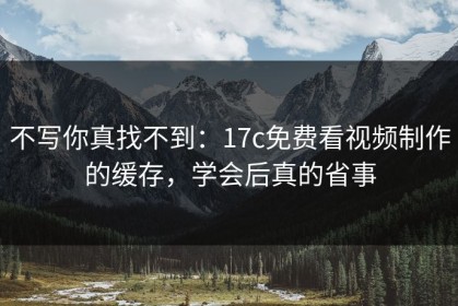 不写你真找不到：17c免费看视频制作的缓存，学会后真的省事