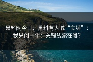 黑料网今日：黑料有人喊“实锤”：我只问一个：关键线索在哪？