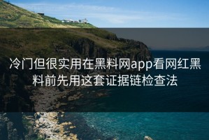 冷门但很实用在黑料网app看网红黑料前先用这套证据链检查法