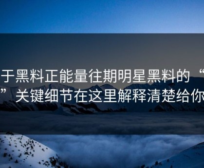 关于黑料正能量往期明星黑料的“爆料”关键细节在这里解释清楚给你看