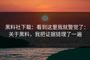 黑料社下载：看到这里我就警觉了：关于黑料，我把证据链理了一遍