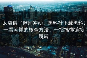 太离谱了但别冲动：黑料社下载黑料：一看就懂的核查方法：一招搞懂链接跳转