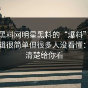 关于黑料网明星黑料的“爆料”：背后逻辑很简单但很多人没看懂：解释清楚给你看