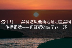 这个月——黑料吃瓜最新地址明星黑料传播很猛——但证据链缺了这一环