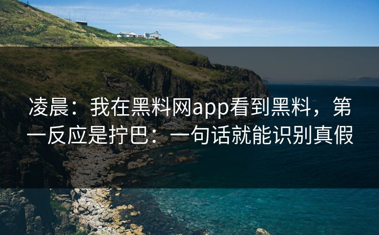 凌晨：我在黑料网app看到黑料，第一反应是拧巴：一句话就能识别真假